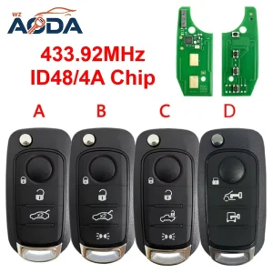 Remote Car Key Smart Control Vehicle Key ID48 4A Chip 433.92MHz for Fiat 500X Egea Tipo