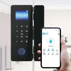Remote Control Lock Glass Door Smart Lock WiFi Network Lock Multi Unlock Methods Acrylic Material Sliding Door 10 12mm Thickness