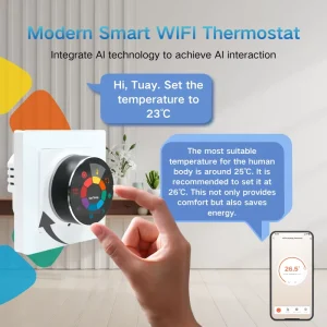 Remote Control Tuya Smart Thermostat with Knob Screen Group Control Humidity Display Thermostat in School Office Mall Thermostat