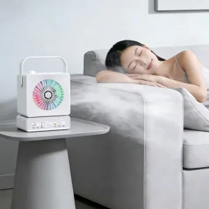 Remote Control USB Three-speed Quiet Air Cooling Fan Mist Humidification Colorful Light for Speaker Built-in Battery Fan