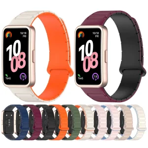Replacement Magnetic Silicone Strap Watchband Double Color Smart Watch Bracelet for Huawei Band 8 9 10 Wrist Belt