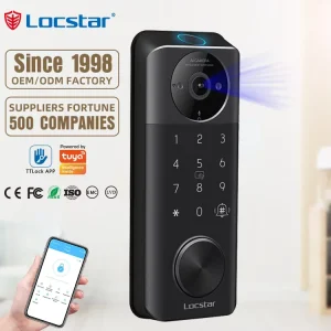 Residential Electronic Fingerprint Password Digital TTlock Touch Id Smart Keyless Front Deadbolt Door Lock With Camera