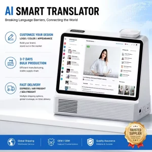 Restaurant Cashier Smart Desktop Voice Translator Dual Screen 7 Inch Touch Display Bluetooth WiFiWired Network For Business