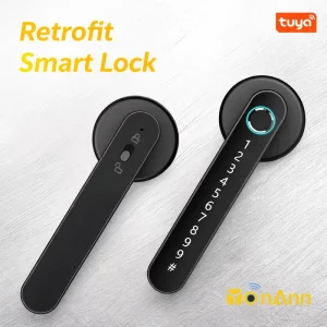 Retrofit Aluminum Alloy Smart Lock Handle Tuya App Wi-Fi/ Fingerprint Password Card Cloud Grade C Security 2-Year Warranty for