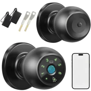 Round Ball Fingerprint Password Unlocking Keyless APP Control Linux Smart Home Device Security System Hotel Knob Smart Lock