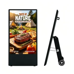 Rugged IP65 Outdoor Digital Signage 1800 Nits High Brightness Battery Movable Dual-pole LCD Display for Industrial Advertising