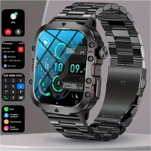 Rugged Smart Watch Men Wireless Call Waterproof Sport Fitness AI Voice Outdoor 100+ Sports Modes Outdoor Smartwatch