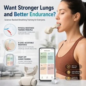 S1 Dual Channel Breathing Trainer 8 Levels Resistance Inhale Exhale Portable Respiratory Muscle Trainer for Sports Health OEM