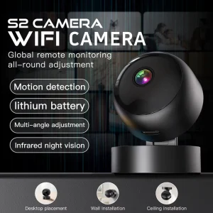 S2 Mini Indoor Wireless Smart Camera WiFi Motion Detection Portable Rotatable Remote Night Vision Memory Card Support