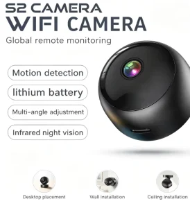 S2 Mini Indoor Wireless Smart Camera with WiFi Motion Detection Portable Rotatable Remote Night Vision Memory Card Support