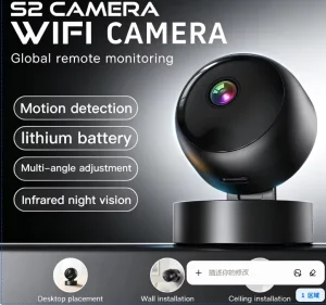 S2 Mini Indoor Wireless Smart Camera with WiFi Motion Detection Portable Rotatable Remote Night Vision Memory Card Support