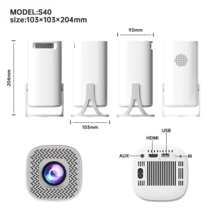 S40PRO 4K Android 11 Short Throw Portable Smart Projector 2-in-1 Home Theater for Bedroom with 3000+ Classical Games