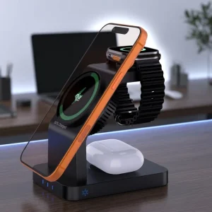 S6 Intelligent Magnetic 3 in 1 Wireless Charging Station PD Fast Charging 25W Ice Cooling Fan