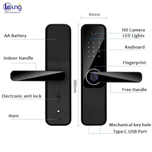 S802MAX Aluminum Alloy Smart Door Lock Wood/Steel Door Fingerprint WiFi Tuya App Remote Unlocking Card Code Camera Cloud