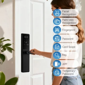 S859MAX App 3D Face Lock Card Key Password Fingerprint Doorlock for Wood Door Home Office Apartment Smart Lock