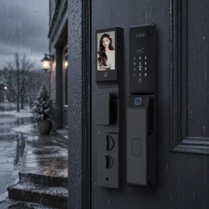 S940MAX Face ID Palmprint Keyless Entry Security System Aluminum Alloy Visual Intercom Tuya Smart Lock Cloud WiFi Black Home