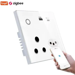 SA WiFi Enabled Smart Plug 16A TUYA South African 4X4 Power Plug USBC Socket Type M works with Energy Monitoring Meter