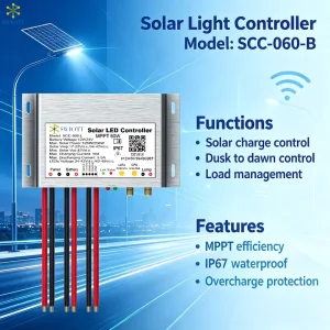 SCC060B NBIoT MPPT Light Controller Astronomical Time Dimming GSM CAT M Cloud Management Smart Controller for Highway Lighting