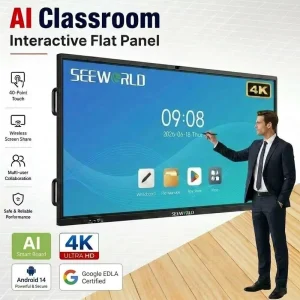 SEEWORLD AI Smart Boards 65 Inch Interactive Flat Panel Displays for School Teaching Education Whiteboard and Conference Meeting
