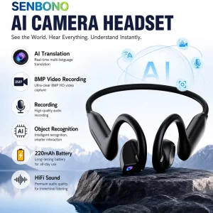 E900 Smart AI Translation Earbuds 8GB Storage 8MP Camera WiFi Video Recording Recorder 220mAh Battery Hi-Fi BTHeadphones