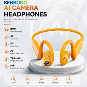 SENBONO E900 Smart AI Translator Earbuds Multilingual 8MP Video Recorder IPX4 Waterproof Sports ENC Noise Cancellation Voice