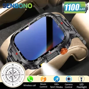 SENBONO V35 Smart Watch 1100mAh Long Battery Life Compass Multiple Exercise Modes Fitness Tracking Compatible with Android iOS