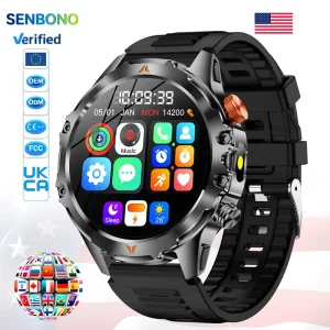 SENBONO V75 Metal Body Compass for Call Message Push Deep Waterproof Heart Rate Fitness Tracker Adventure Answer Call