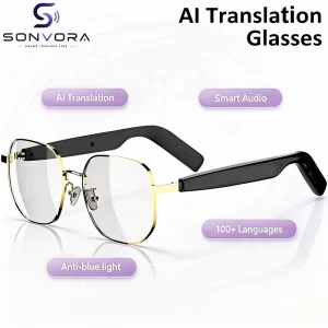 SG 16 Pro Metal Frame Transparent Lens Smart Audio Glasses Real Time AI Translation Glasses for 100+ Languages & Accents