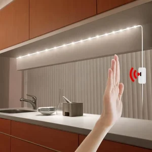 SHIZI Motion Sensor LED Strip Light Under Cabinet Light Hand Wave Activated Touchless Wireless Kitchen Counter Plug in Lighting