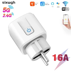 SIXWGH 5G WIFI Smart Socket with Current Measurement Voice Control 16 Amp Works with Alexa Google Assistant