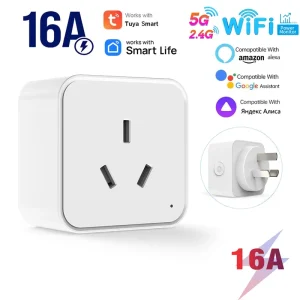 SIXWGH Dual Band 5g & 2.4g Argentinian Tuya WiFi Smart Socket Plug Outlet AU 16A with Energy Monitoring Works with Alexa