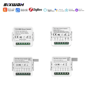 SIXWGH Tuya Smart Life Mini Size Easy Installation Zigbee 12 3 4 GANG Switch Module Smart House Use Support Remote Control
