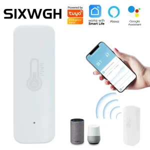 SIXWGH WiFi&Zigbee Temperature Humidity Sensor Smart Home Monitor APP Remote Control Voice Alert Works Alexa Google Home Tuya