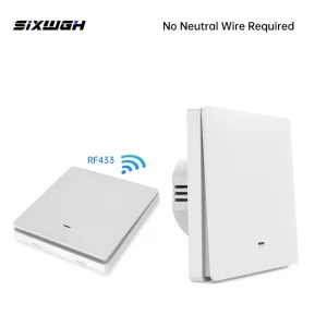 SIXWGH Wireless Switch RF433 Wall Mounted No Neutral Wire Needed Standard 86 Type Smart Home Lighting Receiver Transmitter Kit