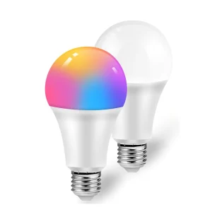 SIXWGH Tuya Wireless Smart Home 110–250V RGB + White Dimmable Timer Bulb, E27 9W LED RGB Lamp with Remote-Control Switch, Color-Changing Bulb