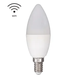 SLS WiFi Smart E14 LED Candle Bulb, 5W RGBCCT, 2200–6500K, Alexa/Google Voice Control, Android Operating System, for Homes and Hotels