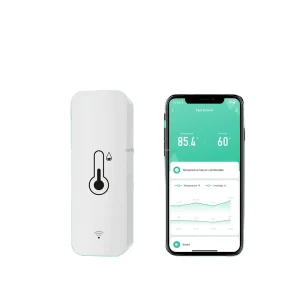 SLS WiFi Smart Temperature Humidity Sensor OLED Display Android App Control Automatic Alarm for Home Car Garage Hotel Indoor Use