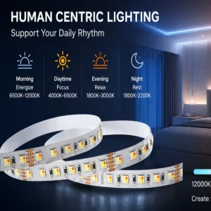 SMD 3838 RGBW LED Strip 24V 18W/M Full Spectrum Tunable White 1800K-12000K High CRI Circadian Lighting