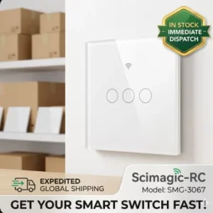 SMG-3067 Smart Glass Touch Switch WiFi & RF Wireless Wall Light Switch 3 Gang No Neutral Wire Required Works with Alexa