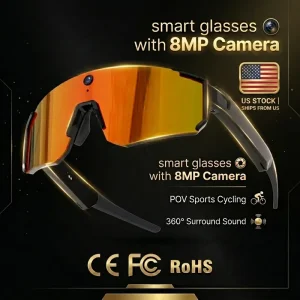SNT SOLIS Sports Cycling Smart Glasses with 8MP Camera Video Recording Eyeglasses Music Player App Control AI Smartglasses