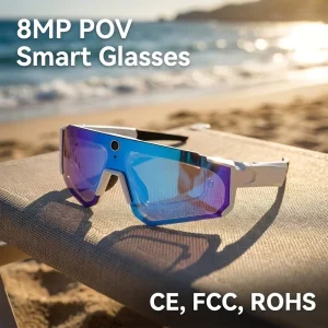 SNT SOLIS Sports Smart Glasses Sunglasses with Camera 8MP Polarized Lenses Road Cycling AI Smart Glasses for Men