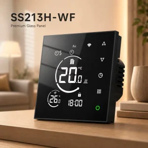 SS213H-BB-WF Smart WiFi Floor Heating Thermostat Flexible Design for Hotel Use Touch Screen Tuya App Control Electric Heating