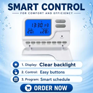 ST2302 Modern Programmable Flexible ABS Thermostat Heat/Cool Mode Switch for Floor Heating Parts Home Office Living Bathroom