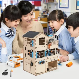 STEM DIY AI Smart Home Kit Programmable Wooden House Electronics Robot Kit ESP32 Based School Education Automation Projects