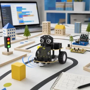 STEM Microbit Robot Car Kit ESP32 Programmable DIY Toy Compatible with for for Kids Coding Education Age 8+