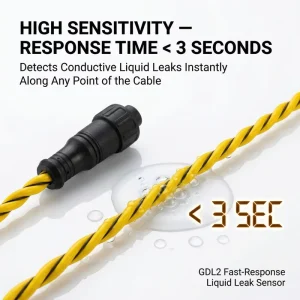 Safe High Sensitivity Water Leak Detection Device for Pipes with TCP Network and Tuya App Support