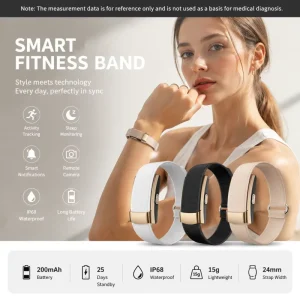 Screenless Smart Health Monitor Band Bracelet Lightweight AI Multi Sport Modes Fitness Tracker Pressure Alarm Clock IP68