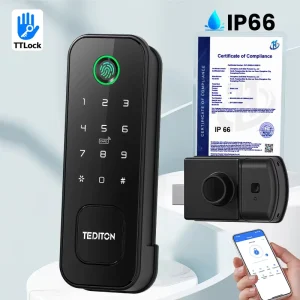 Security Intelligent Digital Smart Rim Lock Kit for Wood Aluminum Door Metal Gate IP66 Waterproof Smart Exterior Door Locks
