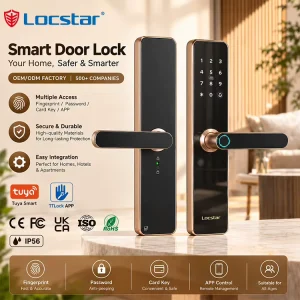 Security Smart Door Lock for Aluminum Doors with IP and Memory Card Support Works with Alexa for Apartment Buildings