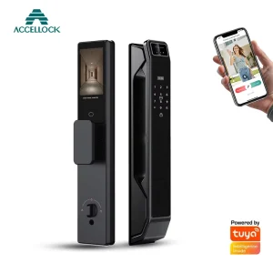 Security Video Door Lock Wood 3D Facial ID Smart Fingerprint Camera Intercom Wi Fi Tuya App Aluminium Alloy Waterproof Cloud